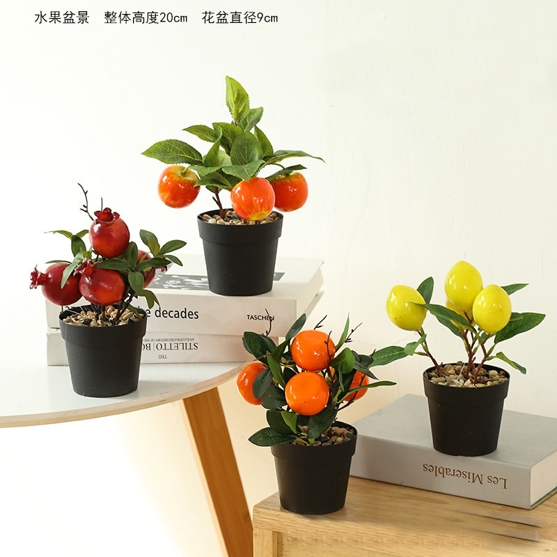 Fruita de color almendro en maceta 4 piezas set ☆