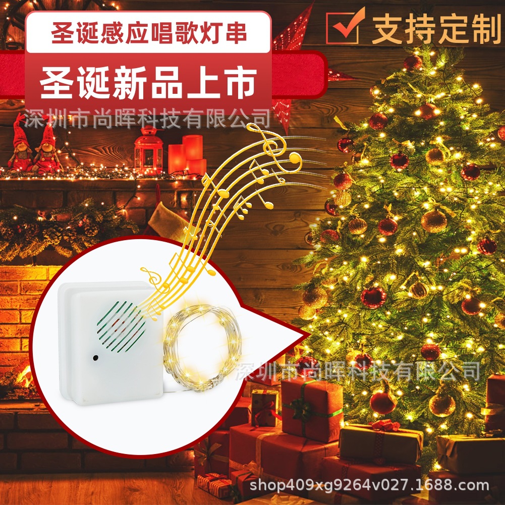 Christmas induction music lights copper line LED color lamp ribbon…
