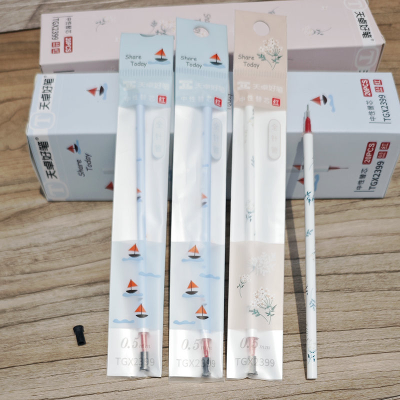 Tianzhuo 2399 Full Needle Tip Gel Pen Refill 0.5mm Red Ink Pen Student Office Signature Refill Wholesale Stationery