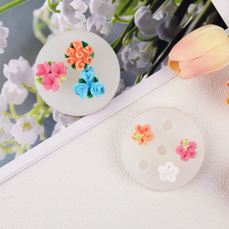 Pequeña serie de flores DIY hecho a mano molde silicona chocolate fondant pastel arcilla yeso decoración herramienta