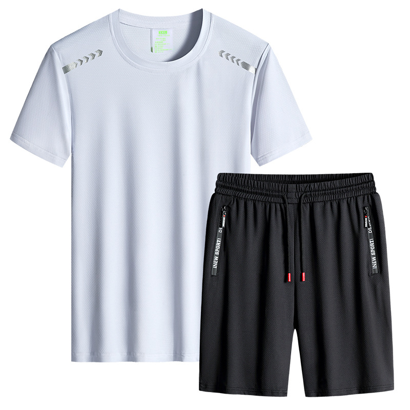 Traje de los hombres 2022 traje de seda de hielo absorbente de sudor transpirable moda camiseta pantalones cortos deportes casuales verano traje de los hombres