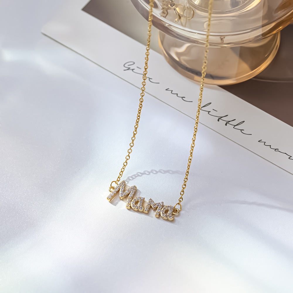 Mother'S Day Festival Letter Pattern Mama Letter Titanium Steel Plating Rhinestones Necklace