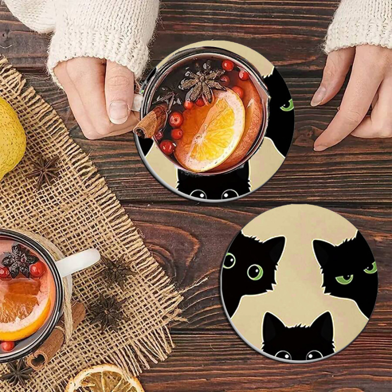 Cross-Border Amazon Cute Cartoon Kitten Silicone Coaster Non-Slip Absorbent Placemat Mug Coffee Cup Coaster