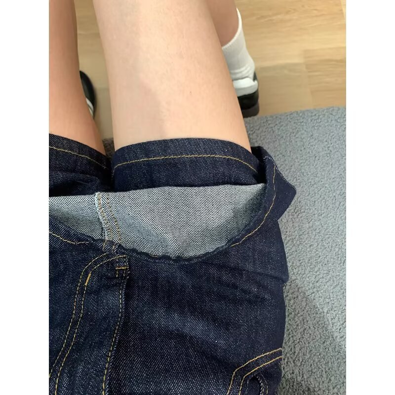 Retro Dark Blue Denim Skirt Pants for Women New Anti-Exposure High Waist Covering the Crotch and Slimming Look A-Line Hip-Covering Short Skirt