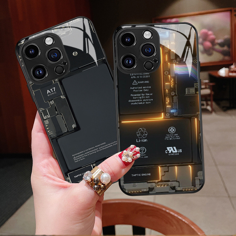 电路板手机壳适用iPhone17PROMAX玻璃壳16Plus苹果13promax趣味12