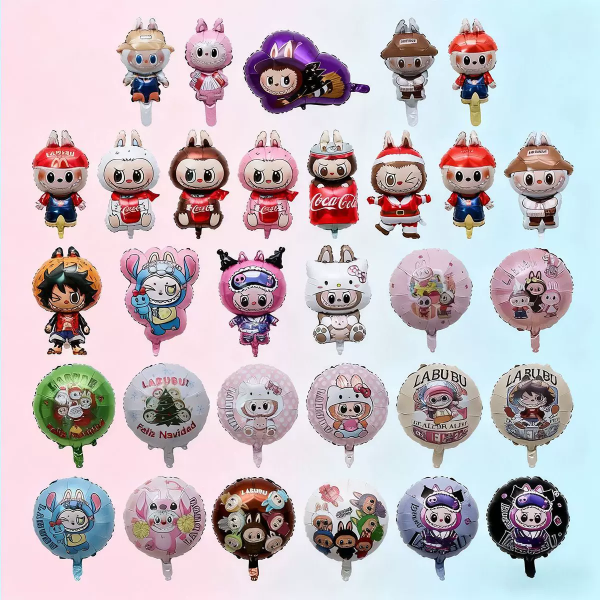 布布娃娃摆摊气球升空卡通气球夹片气球发光拉布夜市摆摊飘空气球