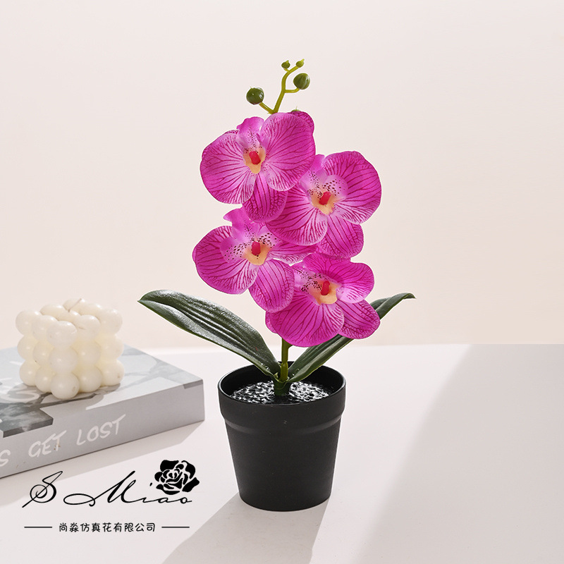 Orquídea Phalaenopsis Artificial en Bonsái, Suministrada Directamente por el Fabricante, Plantas Artificiales Creativas para Decoración de Interiores, Flores Artificiales, Plantas en Maceta Simuladas