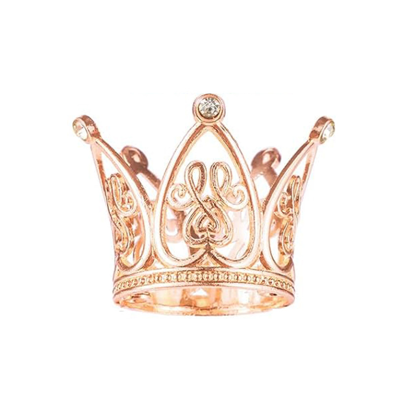 Ventas transfronterizas de aleación dorada corona de cabeza para niños fiesta de cumpleaños decoración de perlas de diamante decoración de pastel 15 piezas