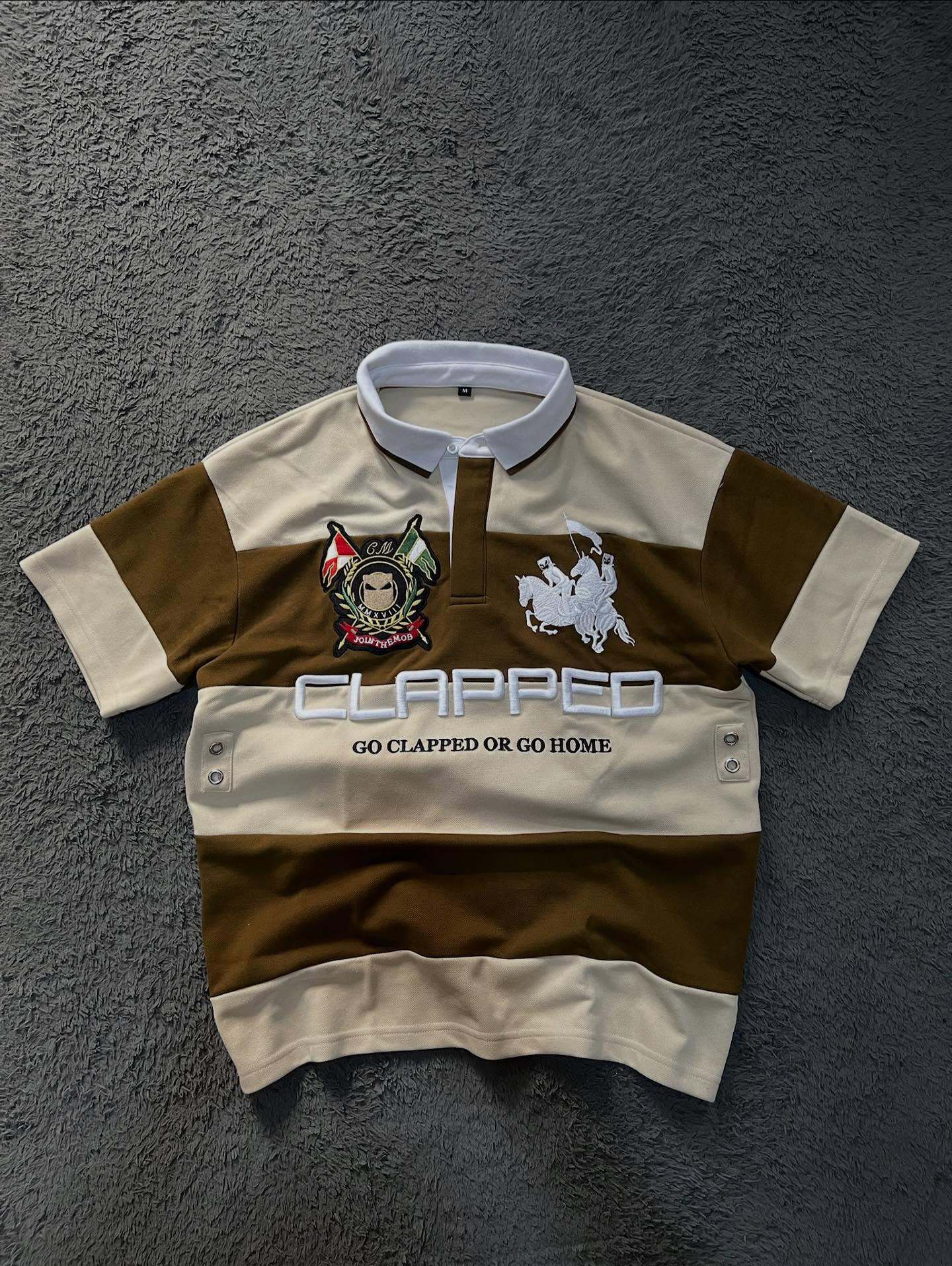 Other Clapped Go Clapped Or Go Home Shirt Striped Brown Beige