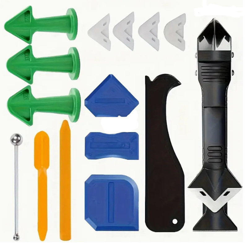 코킹 도구 세트 15종 + 뷰티 솔기 볼 + 노란색 음양 각도 [녹색]