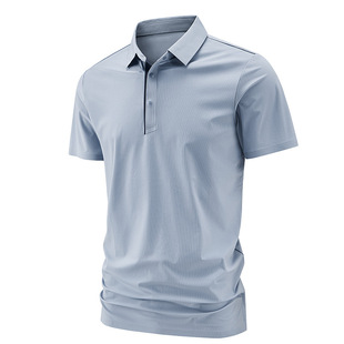 High-End Ice Silk Seamless Polo Shirt Men's 2025 Summer New Short-Sleeved Men's Lapel T-Shirt for Young and Middle-Aged People