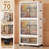 ★Enlarged 70CM-2 hanging clothes + 1 folding cabinet [transparent black]☆