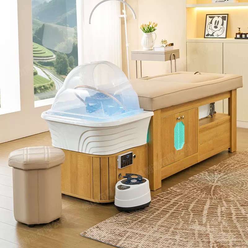 哇噢中式养发馆实木洗头床美容院美发店采耳店陶瓷盆头疗床水循环