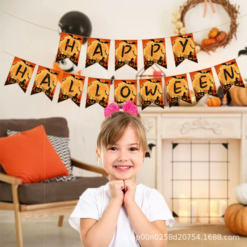 万圣节拉旗三角旗拉花横幅节日主题派对用品装饰场地布置道具