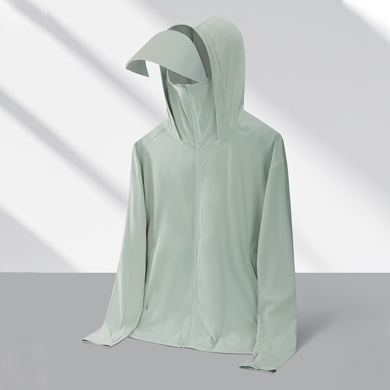Hielo de nylon helado de verano ropa de protección solar anti-UV para hombres y mujeres UPF100 + encapuchado viaje deportivo exterior