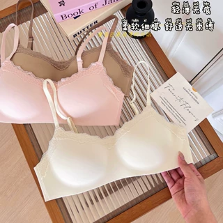 无痕内衣女一片式半杯小胸聚拢光面薄款抹胸无钢圈文胸胸罩
