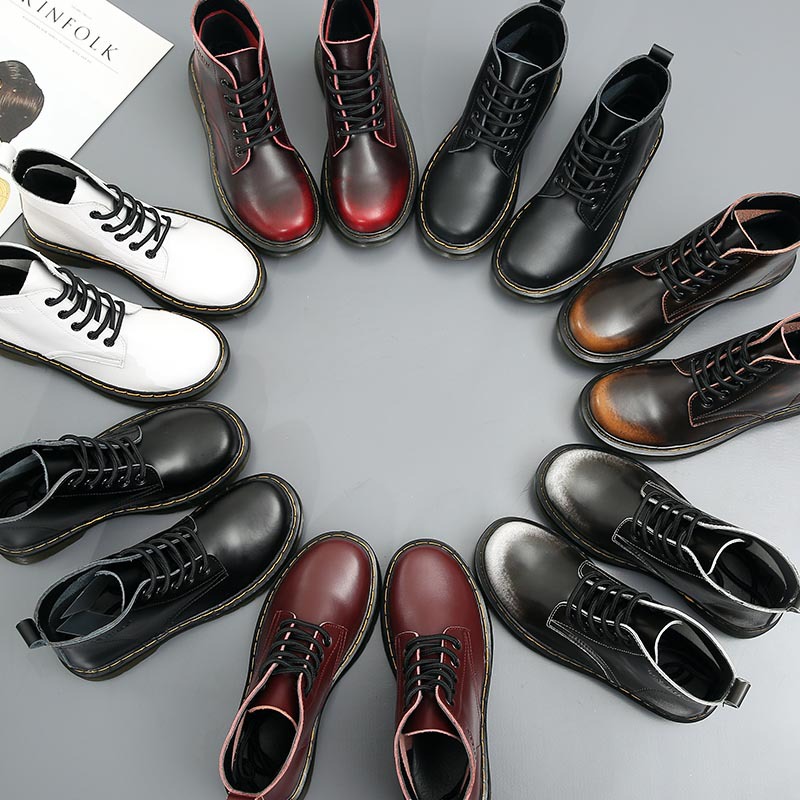 Thick-Soled Martin Boots for Men and Women, Mid-Heel Women's Short Boots, 2025 Autumn and Winter Classic Mid-Calf Trendy Leather Boots, Motorcycle Boots