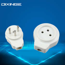 以色列接线插头 白色16A标准以色列装配圆柱公母对接三极电源插头