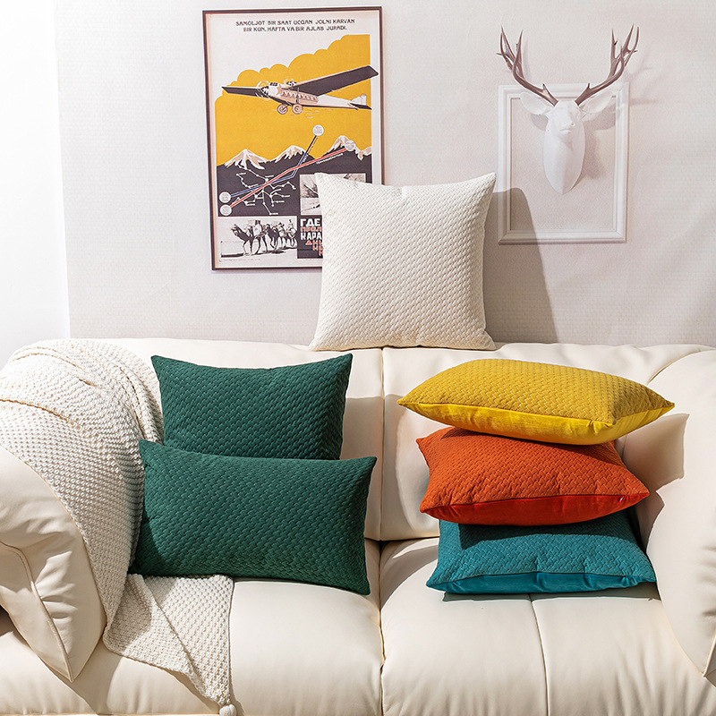 New Nordic Simple Dutch Velvet Three-Dimensional Embossed Twill Large Pillow Cushion Sofa Waist Pillowcase_voghion.com