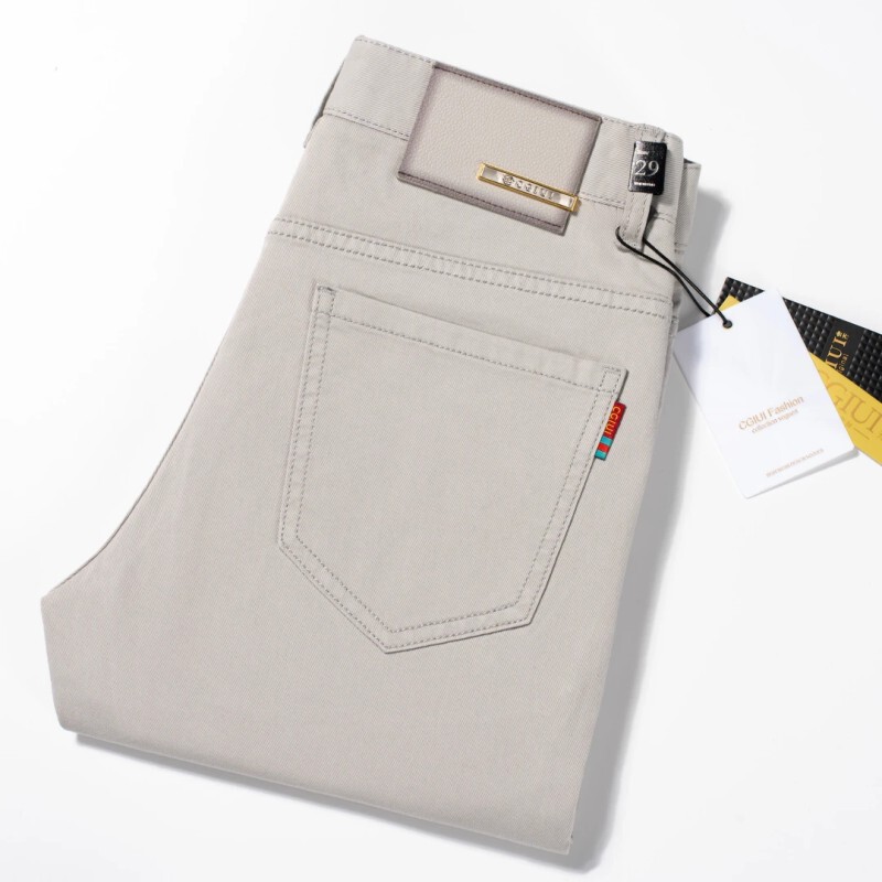 [President Gray] Summer Thin New Men's Soft Jeans Stretch Slim Straight-Leg Fit