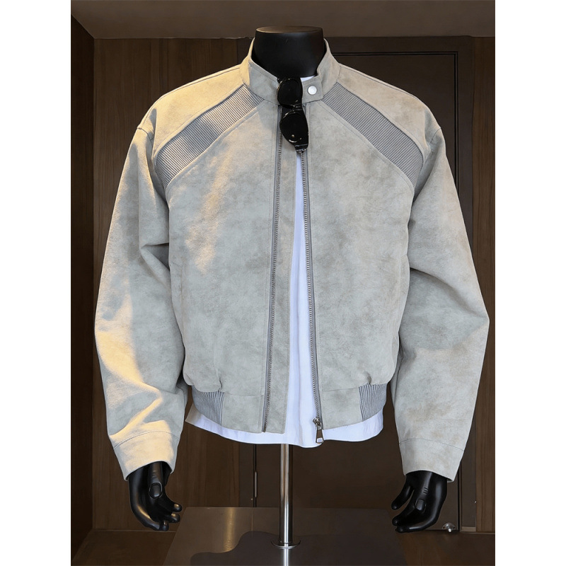 2026 Spring New Trendy Brand American Style Deconstructed Unisex Vintage Flight Jacket Men's Short Pu Leather Jacket