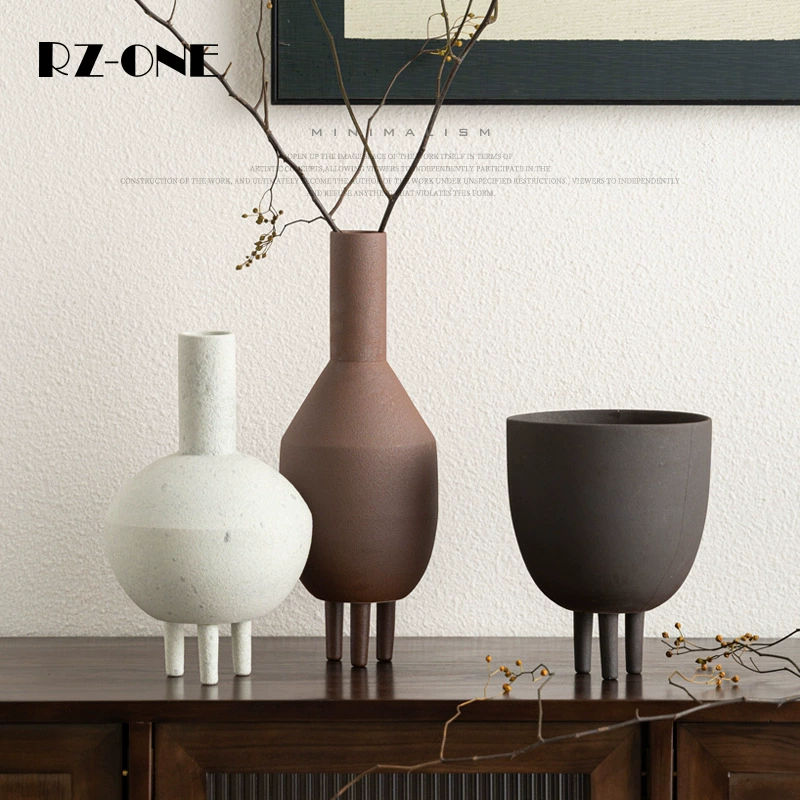 Craftsman Thirteen Wabi-Sabi в винтажном стиле, высококачественная нишевая художественная керамическая ваза, мягкий декоративный орнамент.