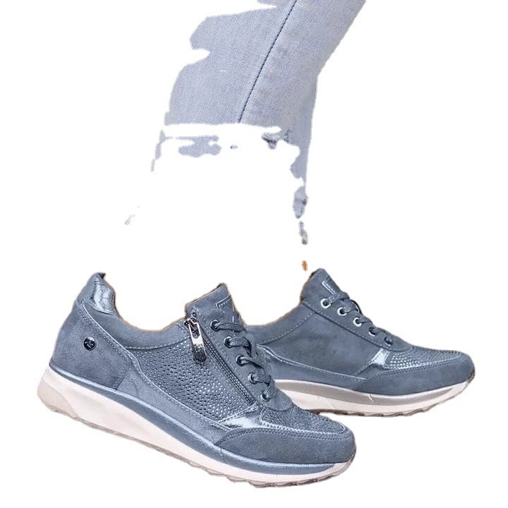 MR.NB casual leisure sneakers with platform sole, metallic mesh panels, comfort in Green/Blue/Beige
