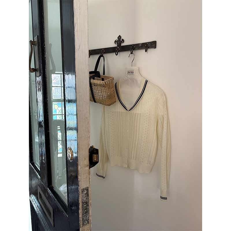 [Clearance, No Returns] Color-Block Navy Collar Knitted Cardigan for Women, Autumn Korean Style Design Single-Breasted Top 1072