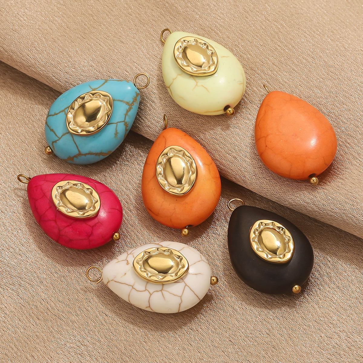 Nuevo acero inoxidable gota de piedra imitación de piedra natural agujas dobladas hechas a mano accesorios DIY accesorios al por mayor