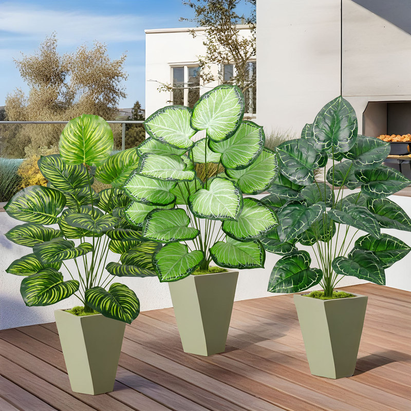 仿真大叶子植物彩芋叶塑料假树叶家居装饰人造绿植盆栽绿化花叶芋|undefined