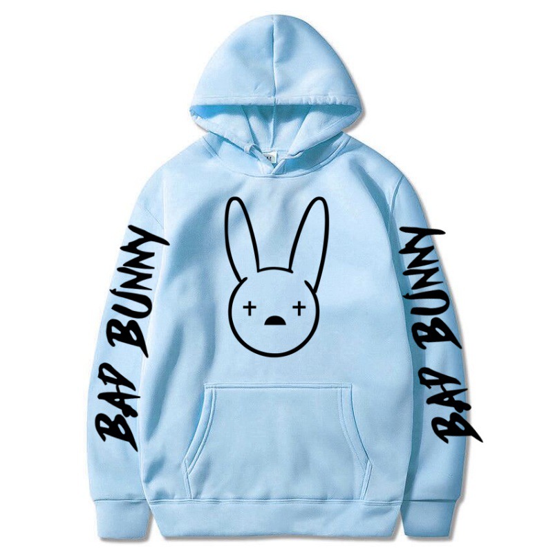 跨境 Bad Bunny兔子图案印花卫衣原宿潮流男女连帽衫hoodie周边
