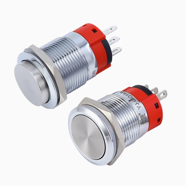 一佳金属按钮YJ-GQ16B/19B/22B圆形自锁自复位不带灯防水电源开关