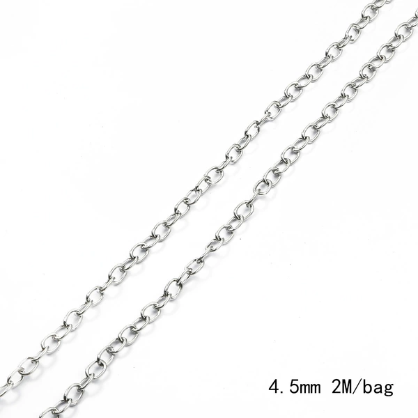 1.0 cross chain width 4.5mm electroplated white K 2 meters/pack