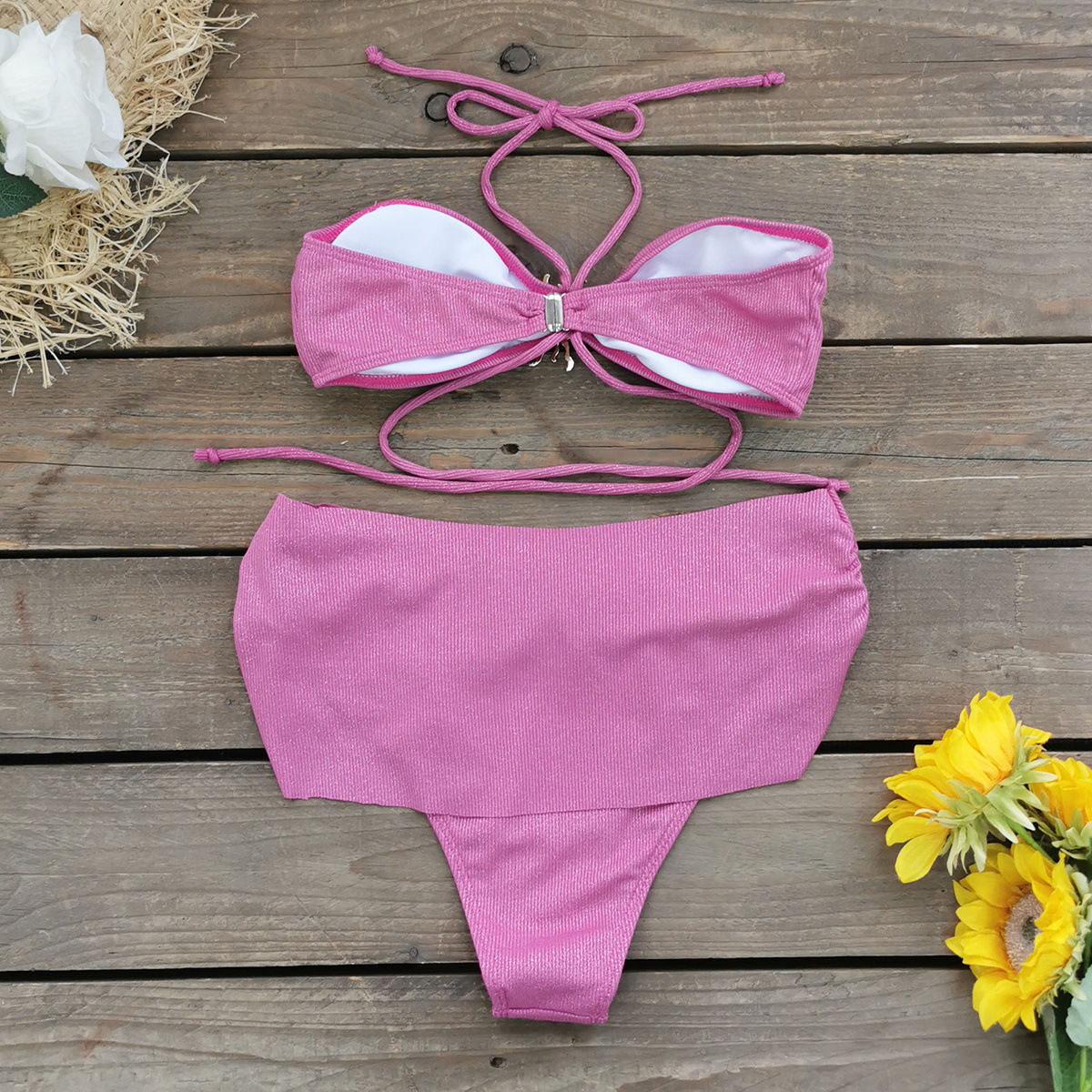 Comfort Function Women's Solid Color 2 Pieces Set Bikinis Swimwear