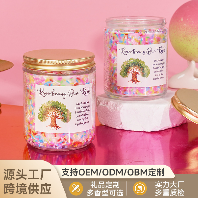 手工香氛彩虹糖针蜡烛植物大豆蜡无烟香薰蜡烛节日伴手礼批发