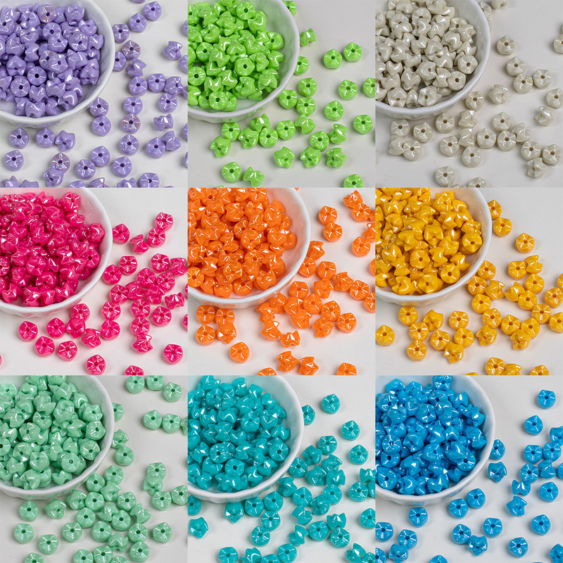 Dingyi Lengyue Colorful Stacked Beads Electroplated Solid Color Acrylic Beads Through-Hole Loose Beads DIY Bracelet Accessories