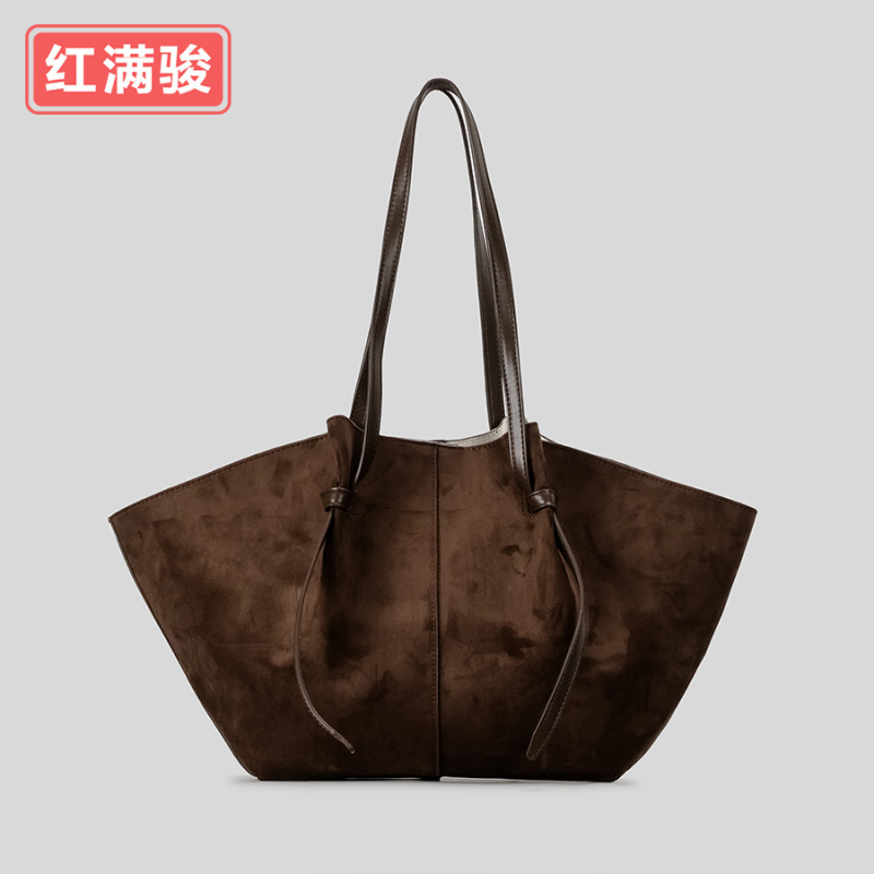 网红同款磨砂仿麂皮托特包大容量复古绒面子母手提包翅膀包女工厂|undefined
