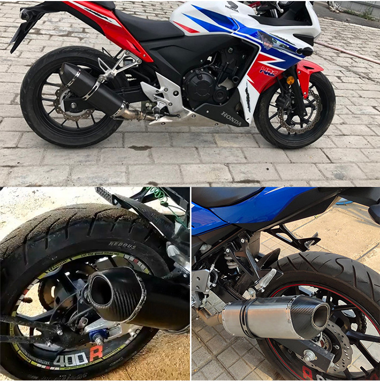 Motorcycle Sports Car Cbr500 G310Gs Zx6R10R R6 Fz8 Rc390 Modified Trc Triangle Exhaust Pipe