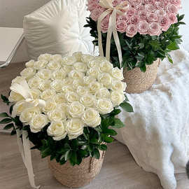 编织花盆藤编竹编双耳手提篮花束抱抱桶鲜花礼物礼品篮花艺批发