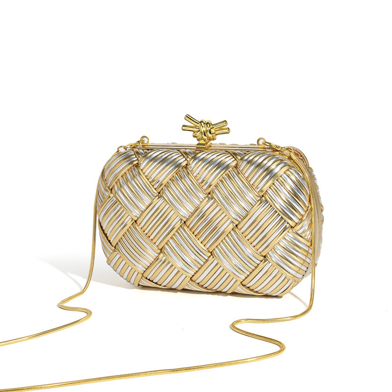 Simple and Stylish Women's Evening Bag, Woven Box Clutch, Original Quality, Light Luxury Knot Design Style Simple and Stylish Women's Evening Bag, Woven Box Clutch, Original Quality, Light Luxury Knot Design Style