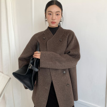 FONE简禾高级感双面羊绒大衣女冬中长款双排扣加厚羊毛外套58520