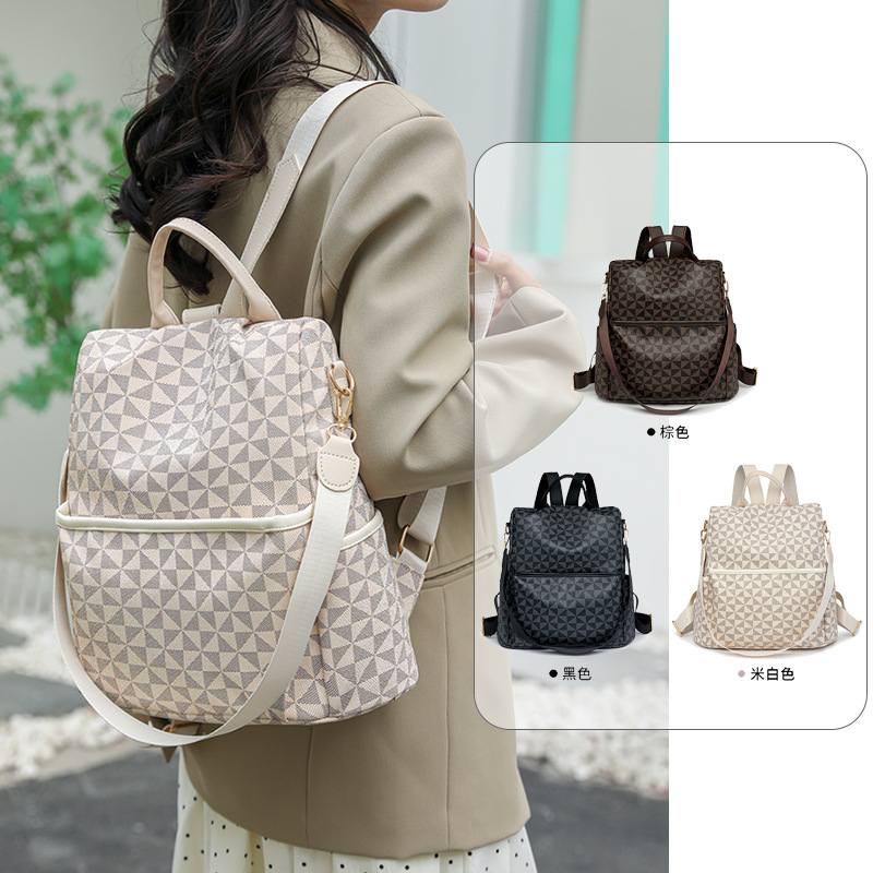 Mochila de viaje para mujeres 2024 nueva mochila de moda de gran capacidad, mochila retro al aire libre