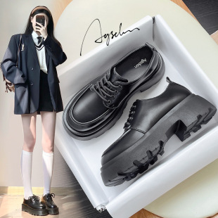 Augushiden British Style Small Leather Shoes for Women 2025 New Autumn and Winter Trendyy Loafers Platform Thick-Soled Shoes