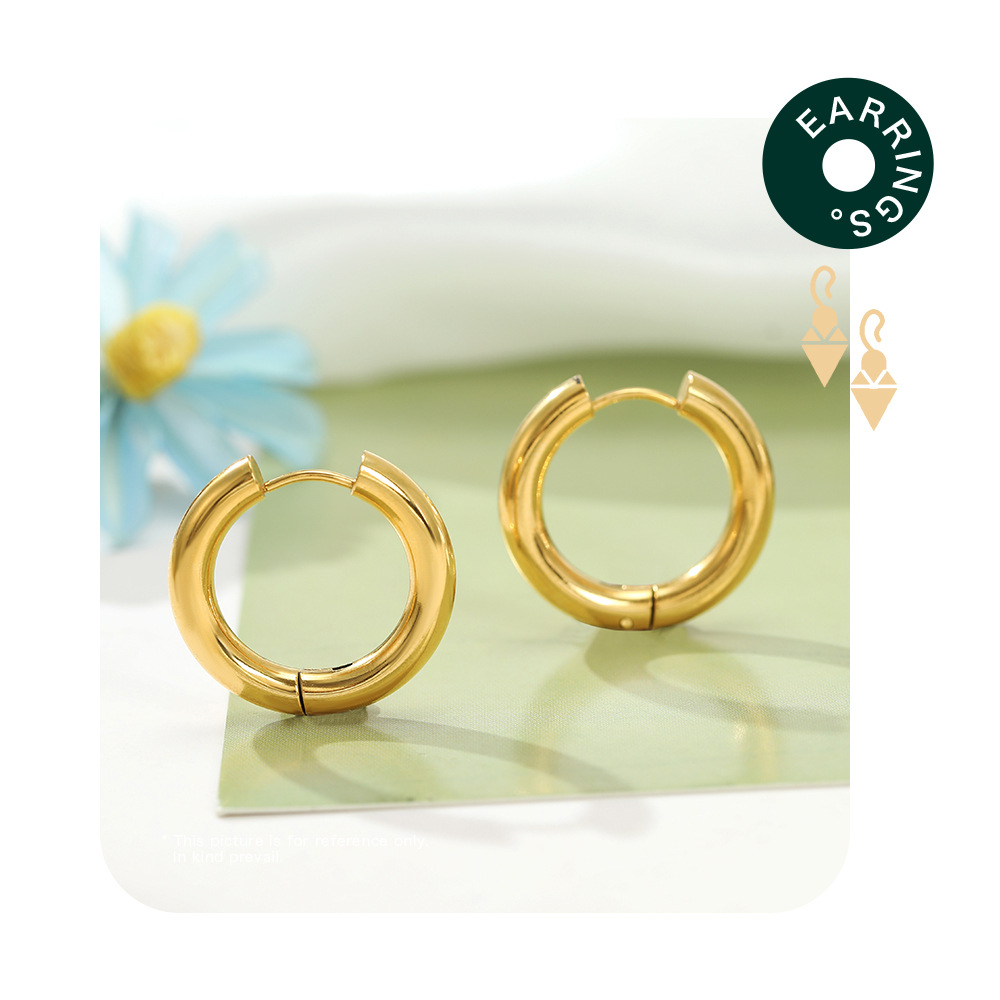 Simple Style Round Stainless Steel Plating Earrings 1 Pair