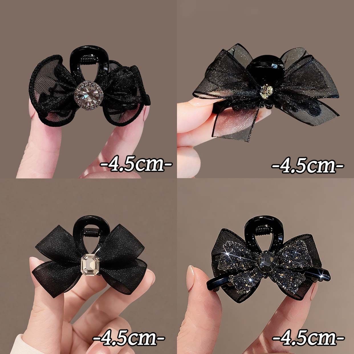 Exquisite Princess Hair Net with Sparkling Rhinestone Bow Hairpin for Women 2026 New High-End Small Claw Clip for Half-Tied Ponytail