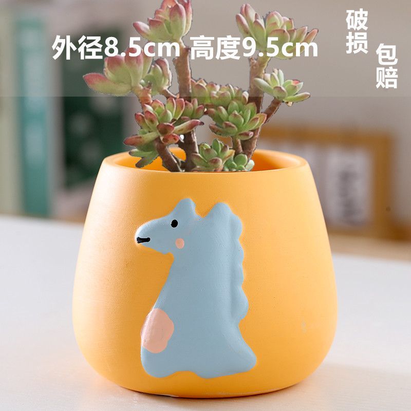 Macetas de cerámica para suculentas con diseño de animales de dibujos animados, pequeño tamaño, para estante de flores en casa, suministro al por mayor