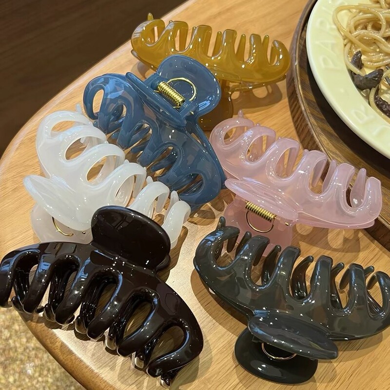 Glossy High-End Versatile Morandi Jelly Color Shark Clip Pumpkin Large Hair Clip for the Back of the Head Hairpin Hair Grabber Glossy High-End Versatile Morandi Jelly Color Shark Clip Pumpkin Large Hair Clip for the Back of the Head Hairpin Hair Grabber