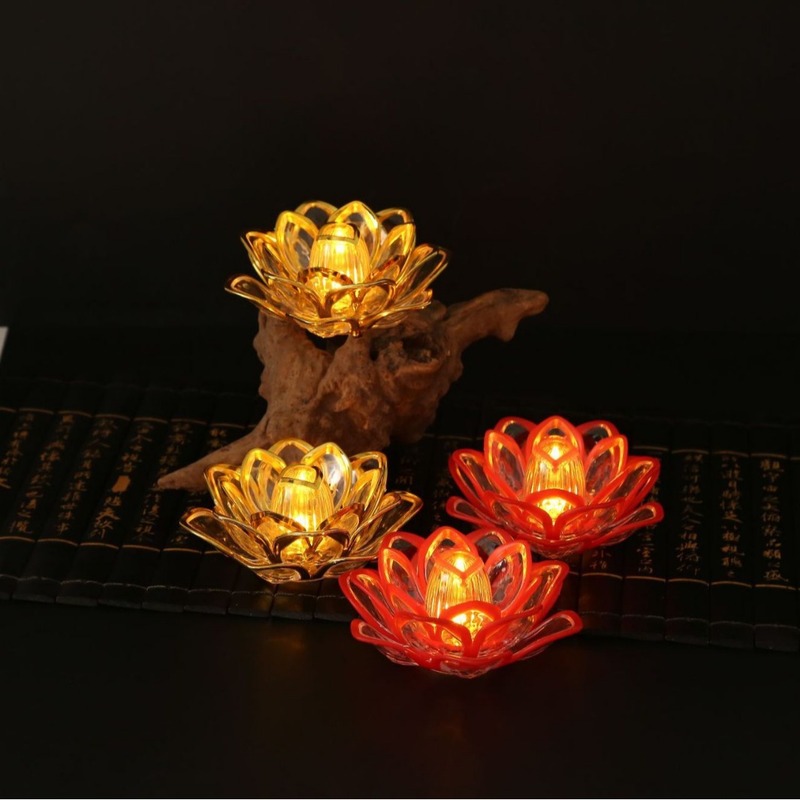 led蜡烛莲花灯佛供灯仿真蜡烛长明灯烛台摆件寺庙供佛电子酥油灯|undefined