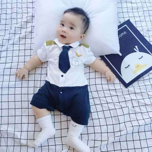 A full-cotton summer short-sleeved unisex baby onesie, English-style baby harrier, baby crawling suit, one piece for dropshipping.