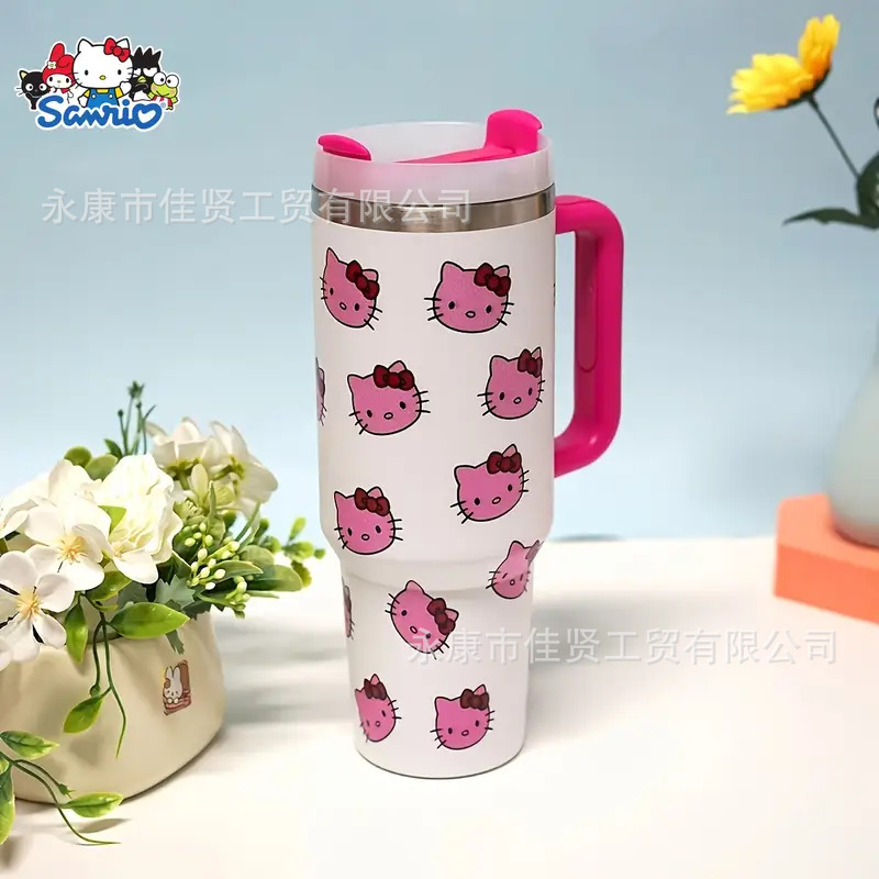 Copa Bingba transfronteriza de 40oz Copa de acero inoxidable 304 de gran capacidad, preservación del calor y preservación del frío con mango Copa de coche